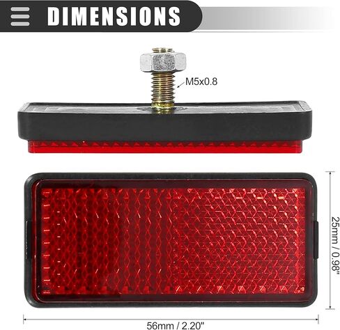 حامل برغي للدراجة النارية العالمية Motoforti، عاكس تحذير عاكس، M5x0.8، طول 56 مم، بلاستيك، أحمر، زوج واحد in Kuwait