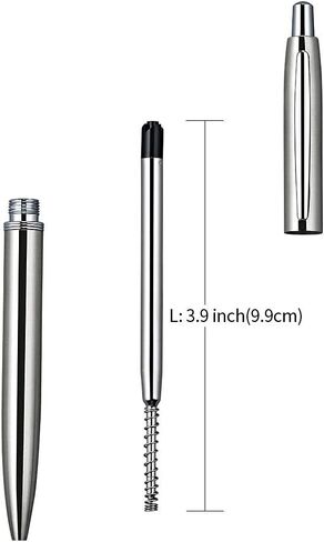 ChaoQ 6 Pcs Retractable Metal Ballpoint Pens, for Gift, Business, Office, 1.0mm Medium Point Black Ink, 12 Extras Replaceable Metal Refills - Black in Saudi Arabia