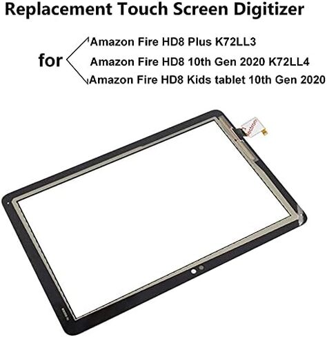 استبدال شاشة تعمل باللمس لجهاز Amazon Kindle Fire HD8 /HD8 Plus Tablet الجيل العاشر 2020 K72LL3 K72LL4 لوحة رقمية عدسة زجاجية أمامية مع فيلم زجاجي مقسى + أدوات (الجودة الأصلية، لا يوجد جزء شاشة LCD) in Kuwait