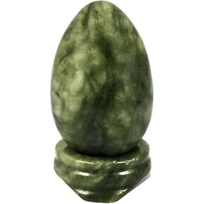 Nupuyai 1.8 inch Polished Decorative Crystal Egg with Round Stone Stand, Oval Carved Healing Stone Statue for Home Office Tabletop, Black Obsidian Crystal