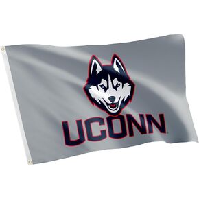 لافتات أعلام جامعة كونيتيكت بعلم صبار الصحراء UConn Huskies 100% بوليستر للاستخدام الداخلي والخارجي 3x5 (النمط 1)