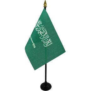 AZ FLAG Saudi Arabia Table Flag 4'' x 6'' - Saudi Arabian Desk Flag 15 x 10 cm - Golden Spear top