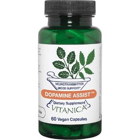 Vitanica Dopamine Assist, Dr Formulated Dopamine Supplement, L-Tyrosine, Mucuna Pruriens Neurotransmitter Mood Support, Vitamin B6, Folate, Green Tea Extract Quercetin Vegan, 60 Capsules
