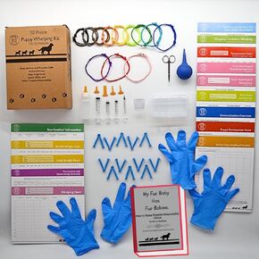 SheffieldSSShop Puppy Whelping Supplies- 52 Piece Puppy Whelping Kit for Puppies Birth- Pregnant Dog Birthing Supplies- Use in Whelping Box- Newborn Puppy Collars for Litter, Puppy Bottles for Nursing