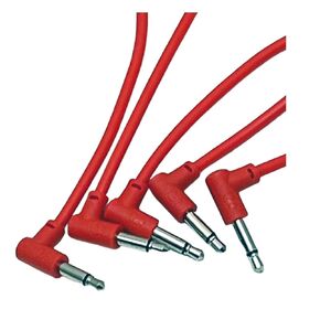 Luigis Modular M-PAR Right Angled Eurorack Patch Cables - Package of 5 Red Cables, 18" (45 cm)