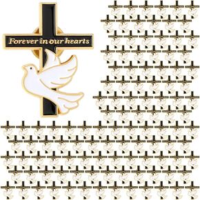 Misdary Funeral Favors for Guests Memorial Cross Pins Dove Pin Forever in Our Hearts Lapel Pin for Mourning Remembrance Day