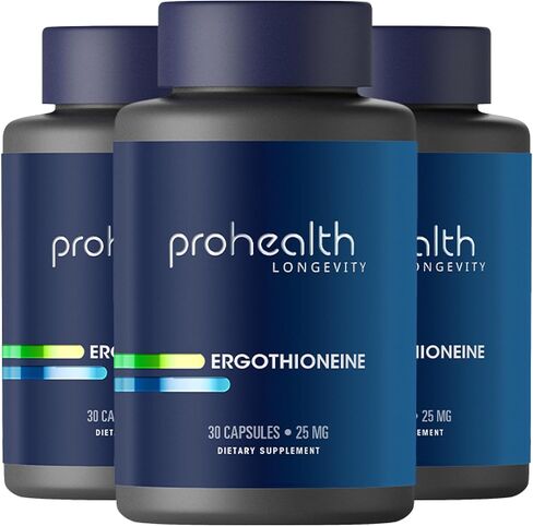 ProHealth Ergothioneine 5X Strength. 25mg Clinical Research Dose. Natural Amino Acid Mushroom Supplement for Improved Cognition, Heart Health. Essential Longevity Vitamin. 25 mg/Serving, 30 Servings in Saudi Arabia
