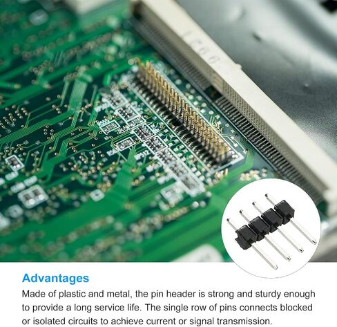 MECCANIXITY Straight Pin Header DIP Single Row 6 Pin 2.54mm Pitch Gold Plated for PCB Pack of 50 in Saudi Arabia