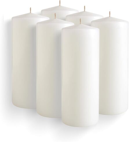 Simply Soson White Pillar Candles Bulk - 2.5x4 Inch, Set of 6 Unscented Pillar Candles, Elegant Tall Pillar Candle, Round Cone tip Pillar Candle for Home Decor, Dinner, Wedding, Party, & Restaurant in Kuwait