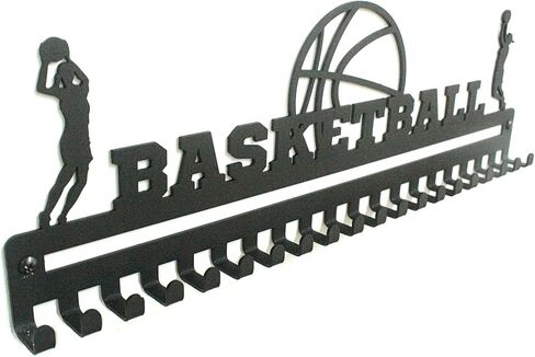 Unique Metal Wall Mount 'Soccer' Sports Medal Hanger - Lanyard Ribbon Display Holder Rack with Medal Hooks - Great Gift (Girls) - Black in Saudi Arabia