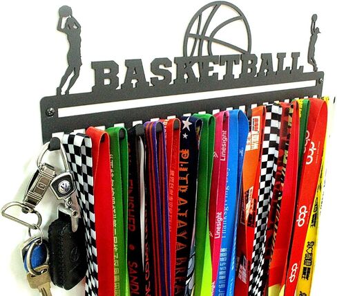 Unique Metal Wall Mount 'Soccer' Sports Medal Hanger - Lanyard Ribbon Display Holder Rack with Medal Hooks - Great Gift (Girls) - Black in Saudi Arabia