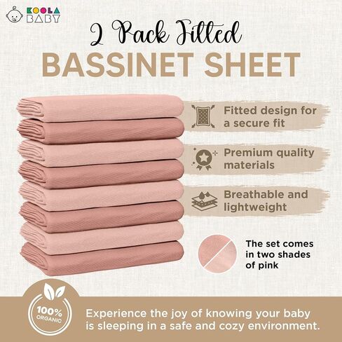 Bassinet Sheet for Bassinet Mattress - 100% Organic Jersey Knit Cotton - Snuggly Soft & Cozy Crib Sheets Fitted for Oval Rectangle & KoolaBaby Bedside Sleeper - White & Grey - 2 Pack (33 x 20) in Saudi Arabia