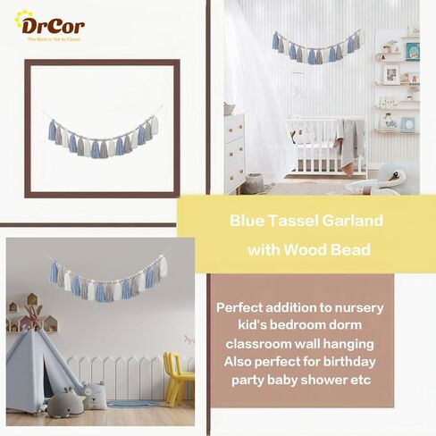 DrCor Boho Yarn Tassel Garland Neutral Western Beige Bunting Banner Wall Hanging Nursery Decor for Classroom Office Girls Kids Bedroom Birthday Party Baby Shower Decoration in Kuwait