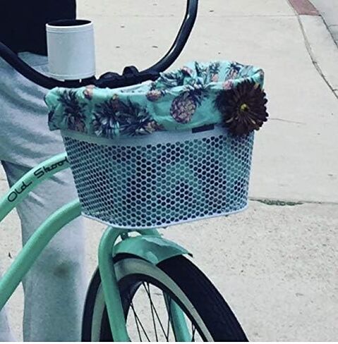 Cruiser Candy Bicycle Basket Liner Tote,Beach Cruiser Basket Cover, EBike Front Wire Or Wicker Bike Basket Fits Up to 15x12x10, Yoga Gym Beach Bag. Weatherproof Bike Bag (Dog PAW) in Saudi Arabia