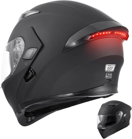 OUMURS Adult Modular Motorcycle Full Face Helmet, DOT Approved Dual Visor Flip up Modular Motorcycle Helmet for Unisex Adult, Motorbike Street Bike ATV Helmet in Kuwait