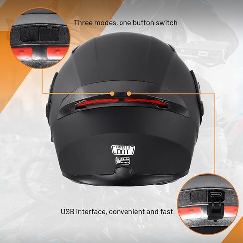 OUMURS Adult Modular Motorcycle Full Face Helmet, DOT Approved Dual Visor Flip up Modular Motorcycle Helmet for Unisex Adult, Motorbike Street Bike ATV Helmet in Kuwait