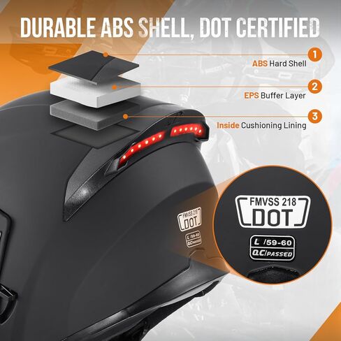 OUMURS Adult Modular Motorcycle Full Face Helmet, DOT Approved Dual Visor Flip up Modular Motorcycle Helmet for Unisex Adult, Motorbike Street Bike ATV Helmet in Kuwait