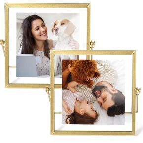 AceList Set of 3 Glass Photo Frame Collection Simple Metal Geometric Picture Frame with Glass Cover Includes 4"" x 4"", 4"" x 6"", 5"" x 7""