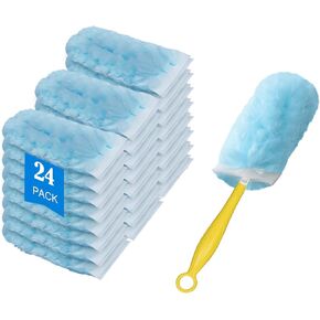 Duster Refills for Swiffer Duster Refill: 360 Multi-Surface Duster Kit Compatible for Swiffer Duster Heavy Duty 13in/3ft/6ft Handle,24Count Disposable Dusters for Cleaning +1 Retractable Handle