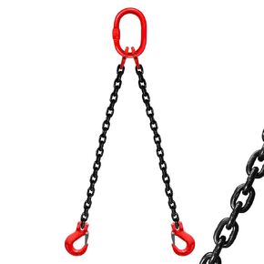 Chain Sling 5/16 Inch x 5 Ft Lifting Chains Double Leg Safety Grab Hooks 3 Ton Capacity Lifting Slings G80 Alloy Steel Engine Lift Chain for Cargo Security Towing and handling(Galvanized)