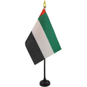 AZ FLAG United Arab Emirates Table Flag 4'' x 6'' - Emirati Desk Flag 15 x 10 cm - Golden Spear top