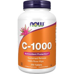 NOW Supplements, Vitamin C-1,000 with Rose Hips, Sustained Release, Antioxidant Protection*, 250 Tablets