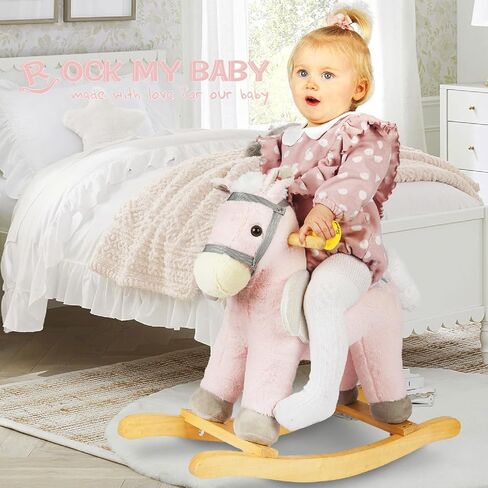 حصان هزاز، حصان هزاز محشو من القطيفة، حصان هزاز خشبي، ركوب الحيوانات، ديكور منزلي، للأولاد والبنات (حصان رمادي لعمر 18 شهرًا فما فوق) in Kuwait