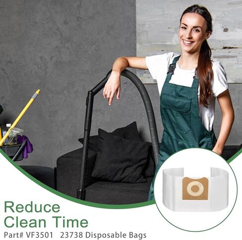 VF3501 Shop Vac Dust Bags Replacement for Ridgid & Workshop 3-4.5 Gallon Vacuums, Dust Collection Filter Bags Replace Part# 23738 Size C WS32045F（8Pack) in Saudi Arabia