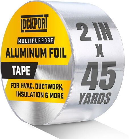 شريط رقائق الألومنيوم Lockport مقاس 2 × 70 ياردة - شريط ألومنيوم - ختم أنابيب التدفئة والتهوية وتكييف الهواء، وفتحة مجفف، وشريط عازل للحرارة وإصلاحات مجاري الهواء - مقاوم للحرارة، مقاوم للماء، درجة احترافية in Kuwait