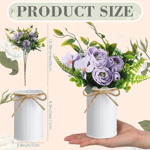 6 Sets Summer Fall Table Centerpieces Decor Artificial Hydrangeas with Vase and Hemp Rope Flowers Floral Arrangement Faux Flowers Fake Hydrangea Bouquets for Table Wedding Home Office Party in Saudi Arabia