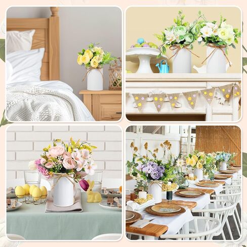 6 Sets Summer Fall Table Centerpieces Decor Artificial Hydrangeas with Vase and Hemp Rope Flowers Floral Arrangement Faux Flowers Fake Hydrangea Bouquets for Table Wedding Home Office Party in Saudi Arabia