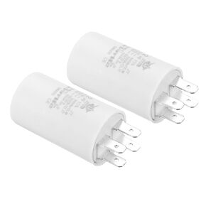YOKIVE 8uF CBB60 Capacitor with 4 Pins, AC 450V(White, 62 x 30mm)