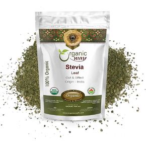 Organic Way Stevia Leaf Cut & Sifted (Stevia Rebaudiana) - Kosher & USDA Certified | Non-GMO & Gluten Free | Tested for Heavy Metal and Purity | Natural Sweetener | 100% Raw from India (1LBS / 16Oz)