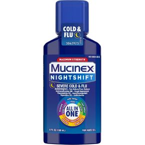 Mucinex أقصى قوة Fast-Max للبرد والإنفلونزا والنوبات الليلية، سائل الكل في واحد لتخفيف الأعراض المتعددة، 6 أونصة سائلة - عدد 2 (عبوة من قطعة واحدة)