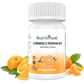 Chewable Iron 65 mg with Vitamin C 270 mg - Tablet in Orange Flavor 60 Count