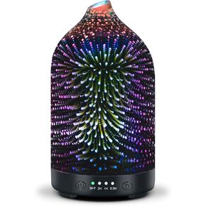 Ultrasonic Essential Oil Aromatherapy Diffuser - Cool Mist Diffuser 100ml with Waterless Automatic Shut-Off Protection&7 Color LED Light Cycle Changing for Home Yoga SPA (Black)