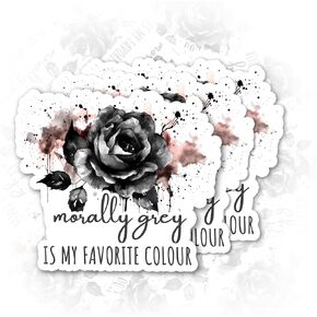 ملصق Morally Gray is My Favorite Color، ملصق وردي، ملصق عاشق الكتب، ملصق Bookish، ملصق Booktok، شارات فينيل مقطوعة بالقالب لزجاجات مياه الهاتف المحمول (5 بوصات)