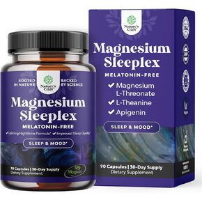 High Absorption Magnesium Sleep Supplement - Magnesium Threonate Supplement with Apigenin 50mg L-Theanine 250mg and Lemon Balm Extract 100mg Melatonin-Free Calm Magnesium for Better Night’s Rest 90ct