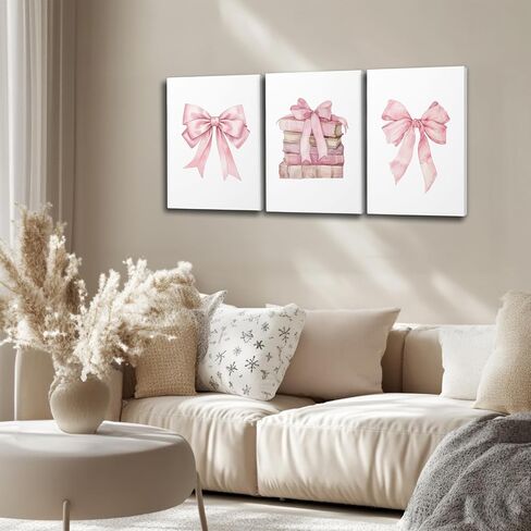 JWVK Coquette Preppy Pink Bow Girly Books Wall Art Prints مجموعة من 3، هدايا لمحبي الكتب، ديكور غرفة Coquette، ديكور غرفة Preppy، ملصقات كتب وردية عصرية للسكن في غرفة نوم الفتيات، 8x10 غير مؤطرة in Kuwait