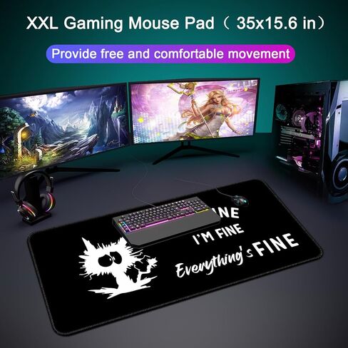 Desk Mat,Large Mouse Pad 35''×15.6''×0.12'' XXL Extended Gaming Mouse Pad Mat with Non-Slip Base Stitched Eges Mousepad for Computer,Office,Keyboard and Laptop - Forest Moon in Saudi Arabia