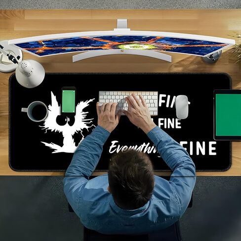 Desk Mat,Large Mouse Pad 35''×15.6''×0.12'' XXL Extended Gaming Mouse Pad Mat with Non-Slip Base Stitched Eges Mousepad for Computer,Office,Keyboard and Laptop - Forest Moon in Saudi Arabia