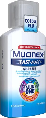 Mucinex Maximum Strength Fast-Max Cold & Flu and Nightshift, All-in-One Multi Symptom Relief Liquid, 6 Fl Oz - 2 Count (Pack of 1) in Saudi Arabia