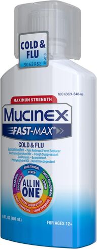 Mucinex Maximum Strength Fast-Max Cold & Flu and Nightshift, All-in-One Multi Symptom Relief Liquid, 6 Fl Oz - 2 Count (Pack of 1) in Saudi Arabia