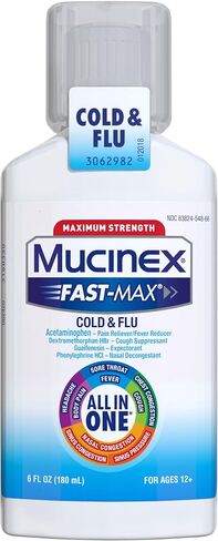 Mucinex Maximum Strength Fast-Max Cold & Flu and Nightshift, All-in-One Multi Symptom Relief Liquid, 6 Fl Oz - 2 Count (Pack of 1) in Saudi Arabia