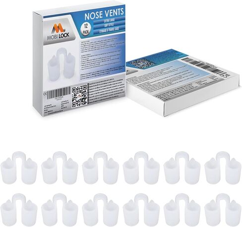 Nose Vent Sinus Relief Dilator (Pack of 12 Large Size) Soft Silicone Vents - A Simple Solution for Nasal Snorers - Reusable Snoring Device to Enjoy a Peaceful Night's Sleep by Mobi Lock in Kuwait