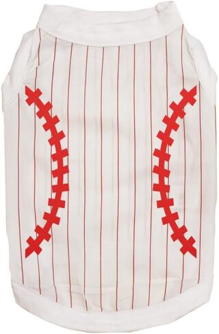 Petitebella Baseball Print Puppy Dog Shirt (White/Red, X-Small) in Saudi Arabia