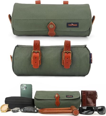 TOURBON Waxed Canvas Bicycle Top Tube Bag Bike Handlebar Basket (Green Flower) in Kuwait
