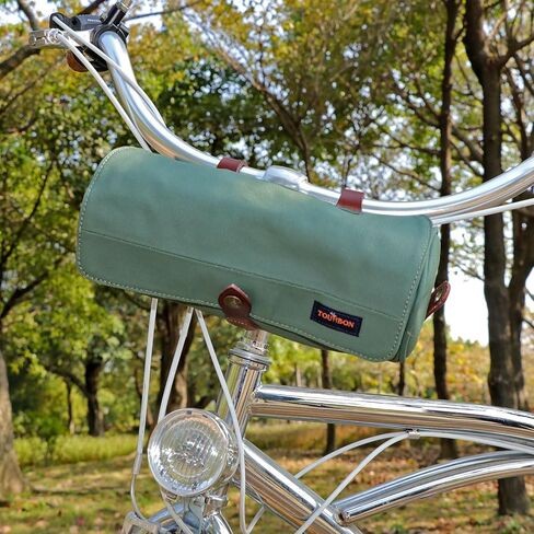 TOURBON Waxed Canvas Bicycle Top Tube Bag Bike Handlebar Basket (Green Flower) in Kuwait