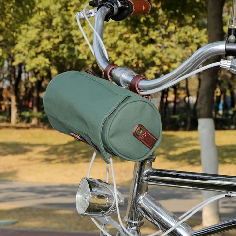 TOURBON Waxed Canvas Bicycle Top Tube Bag Bike Handlebar Basket (Green Flower) in Kuwait