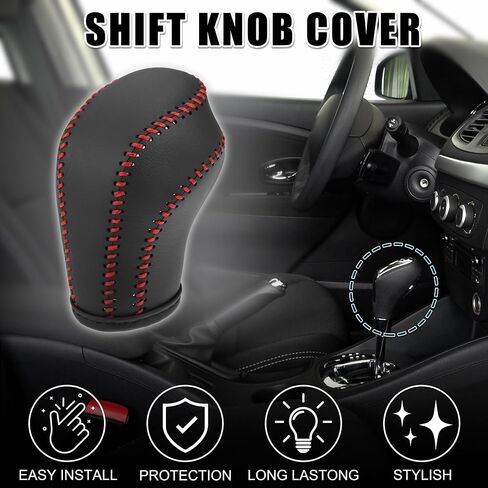Gear Shift Knob Cover for Buick Lacrosse 09-12 with Black Stitches Durable | Interior Transmission Shifter Boot Lever Cover Black Faux Leather 1 Pcs in Kuwait